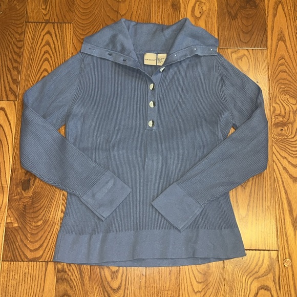 Women’s Massini ribbed v-neck button collar sweater size large - Picture 6 of 9